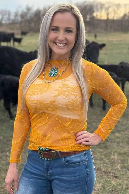 Golden Afternoon Lace Top