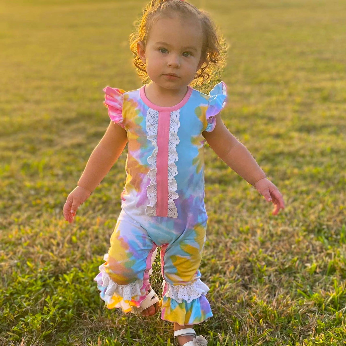 Pastel Tie Dye Baby Girls Spring Romper