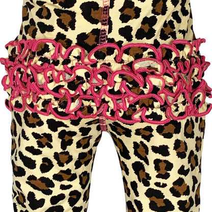 AnnLoren Leopard Girls Ruffle Butt Leggings Kids Clothing