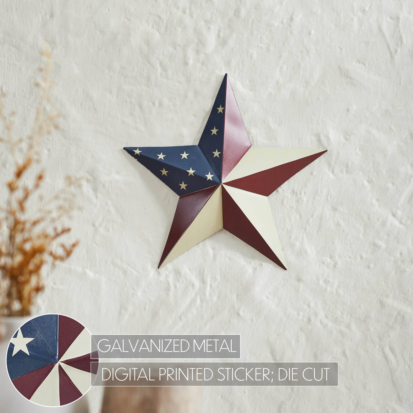 Painted Metal American Flag Theme Star 8x8