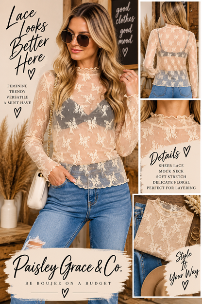 Nude Lace See-through Layering Top