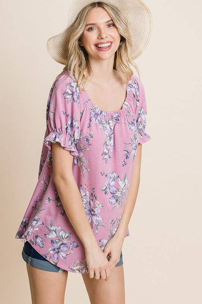 Plus Size Floral Off Shoulder Top