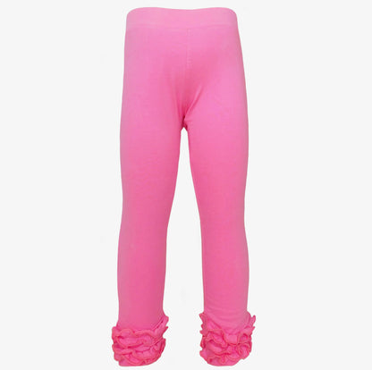 Girls Soft Pink Ruffled Butt Leggings Kids Toddler Clothes