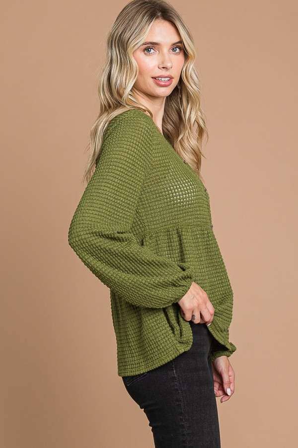 Plus SIze BUTTON DOWN RUCHING DETAIL TOP