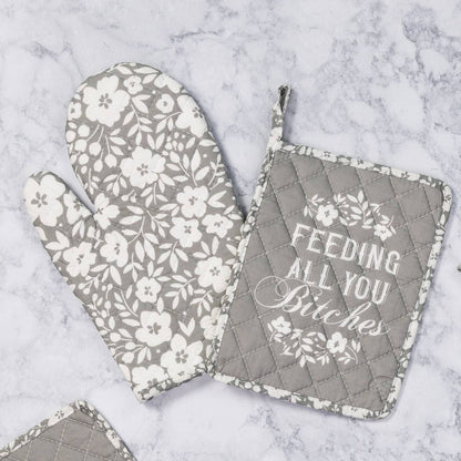 Feed Bitches Pot Holder & Oven Mitt S/2