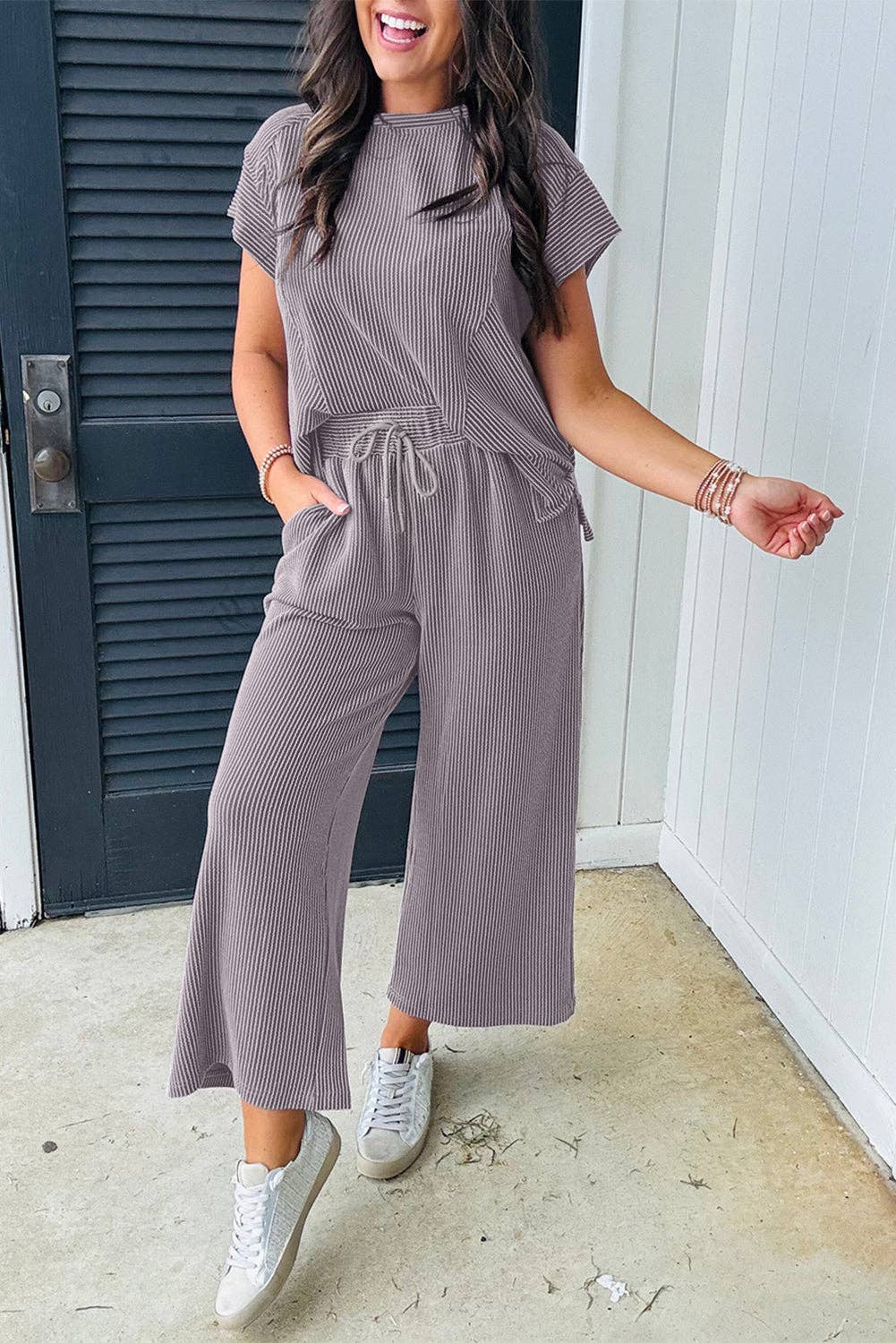 Corded Short Sleeve Outfit Set