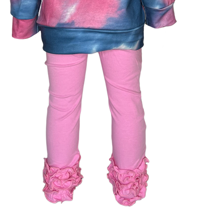 Girls Soft Pink Ruffled Butt Leggings Kids Toddler Clothes