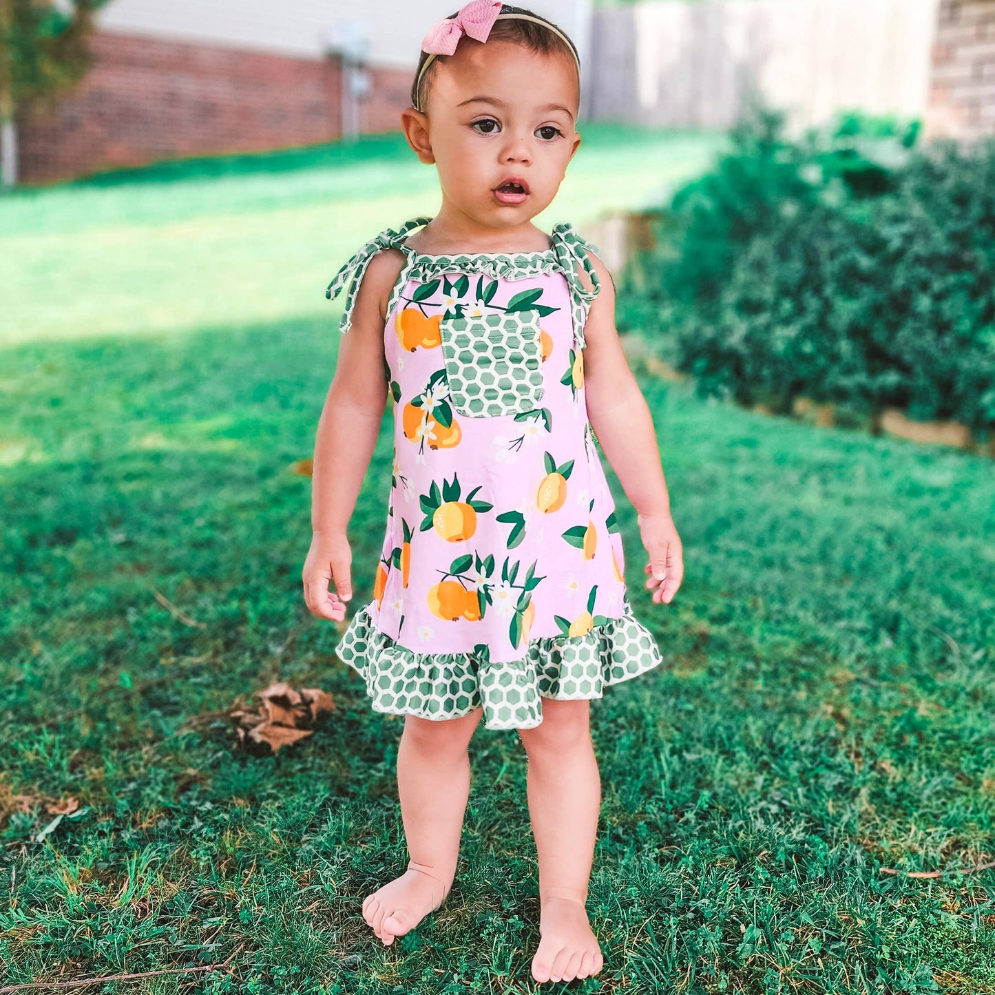 AnnLoren Girls Pink Peach Spaghetti Strap Summer Dress