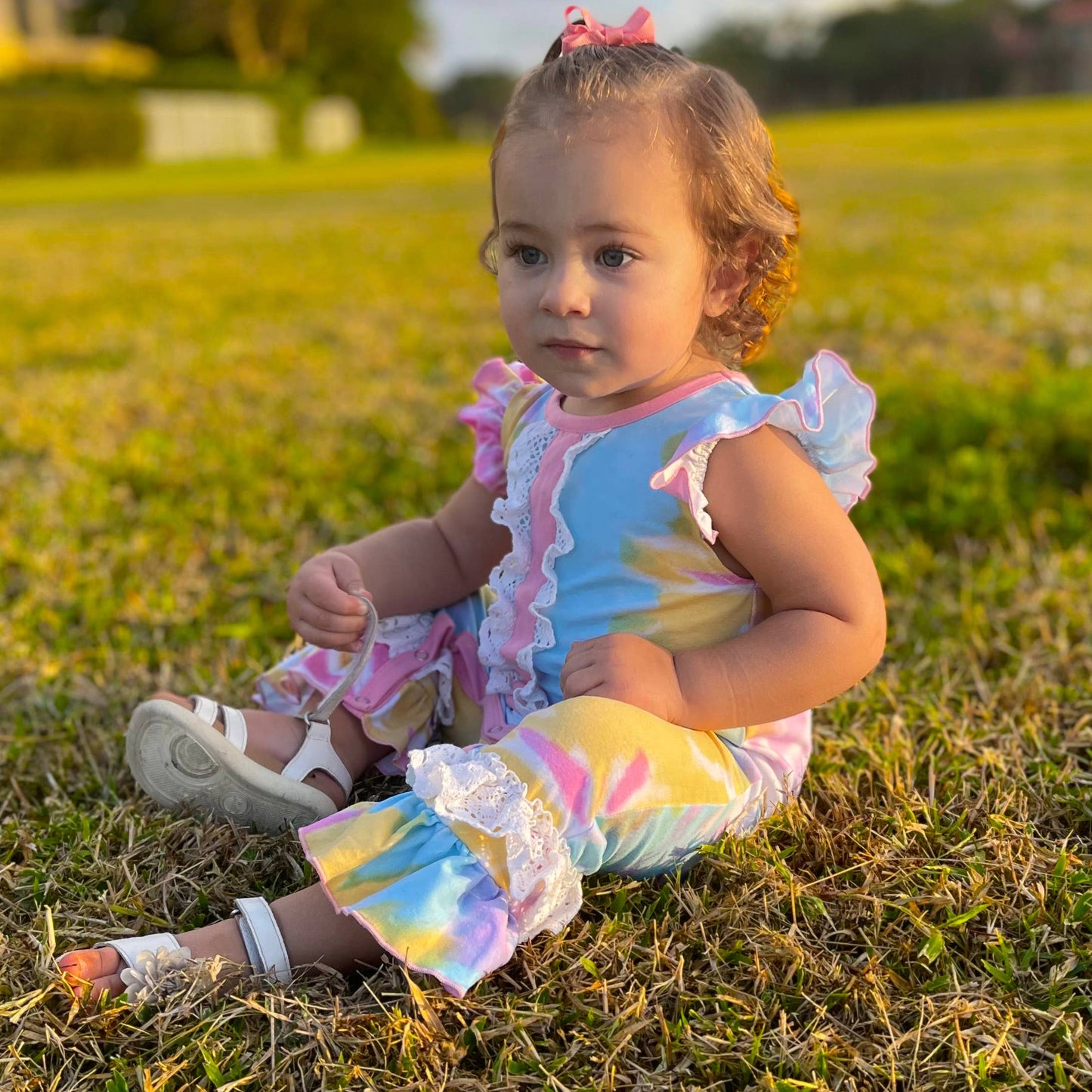 Pastel Tie Dye Baby Girls Spring Romper