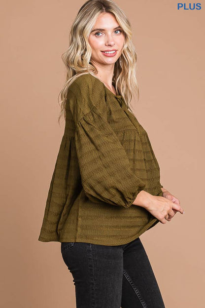 Plus Size DRAW STRING PEASANT BLOUSE