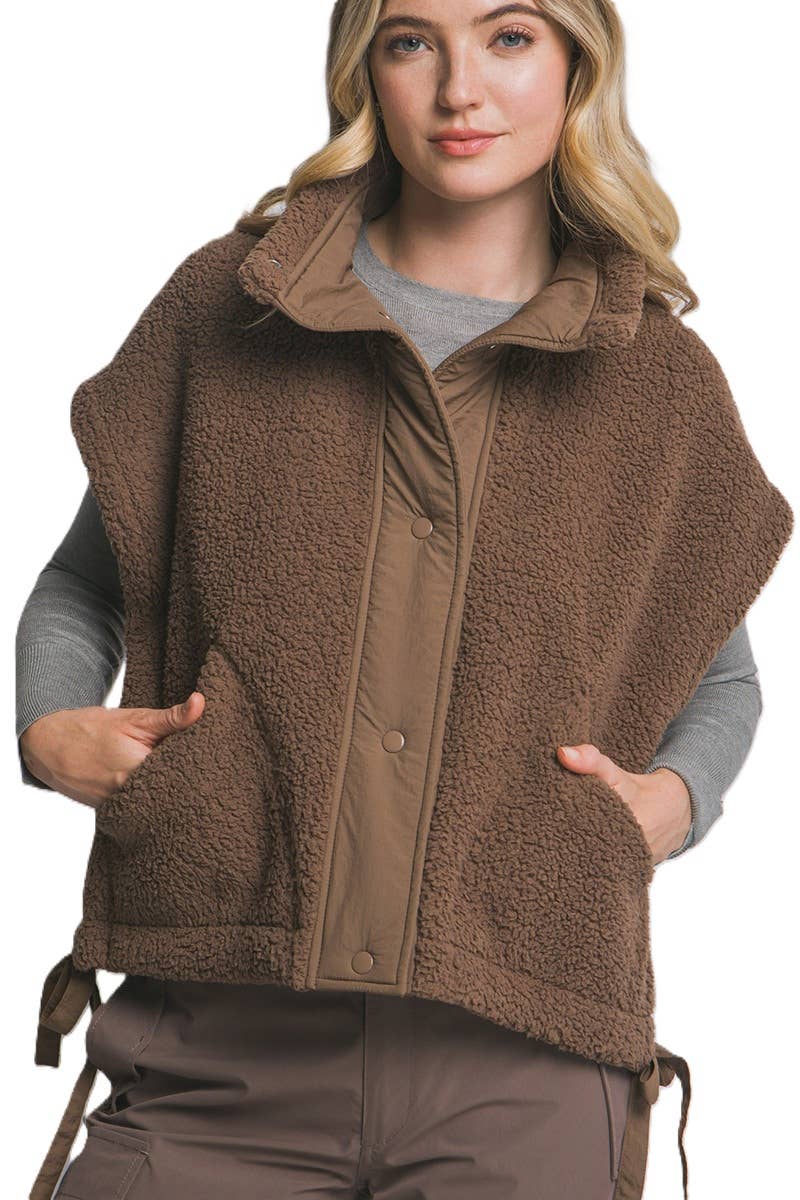 Teddy Brown Sherpa Oversized Vest
