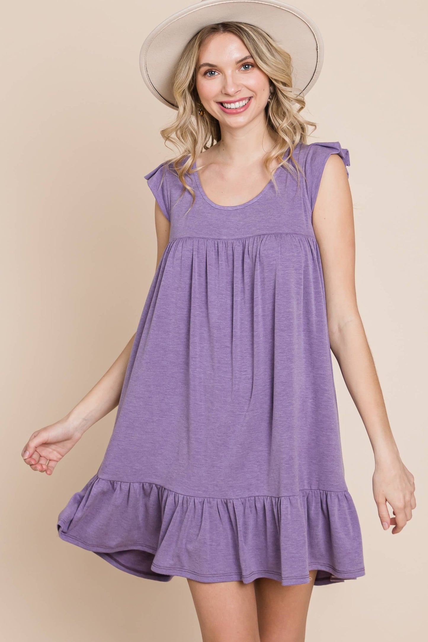 Open Back Solid Babydoll Dress