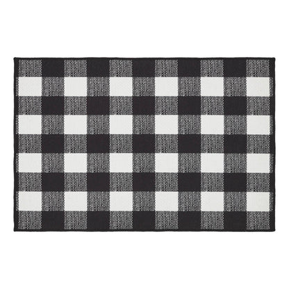 Annie Buffalo Check Black Polyester Rug Rect 24x36