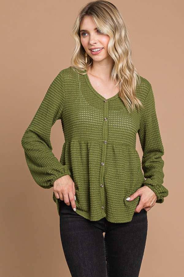 Plus SIze BUTTON DOWN RUCHING DETAIL TOP
