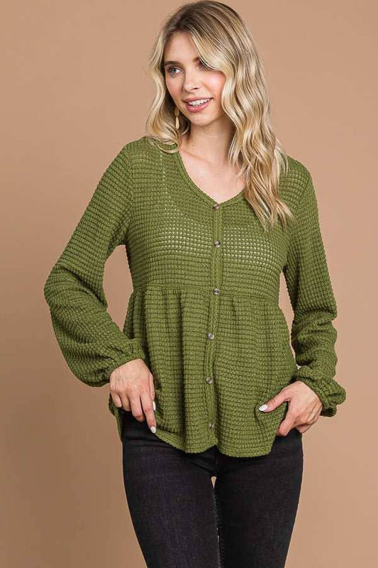 Plus SIze BUTTON DOWN RUCHING DETAIL TOP
