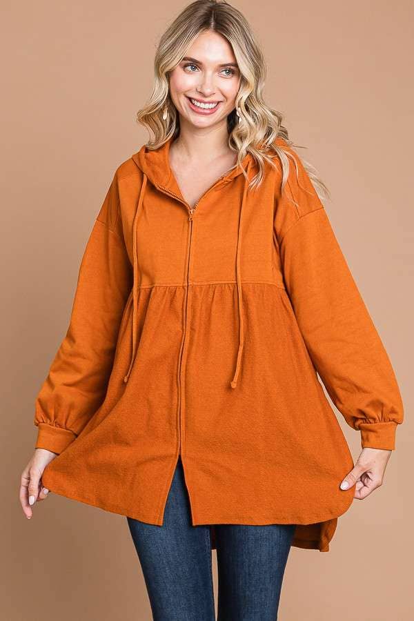 OVERSIZED RUCHING HOODIE TOP