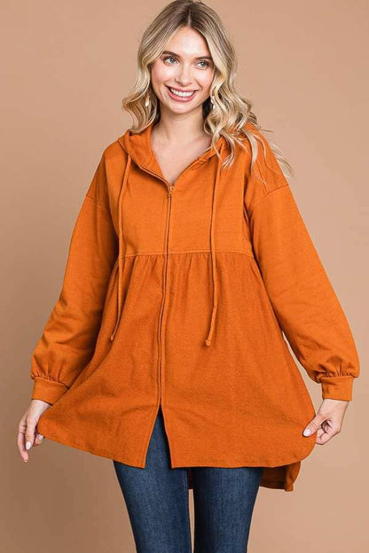 OVERSIZED RUCHING HOODIE TOP