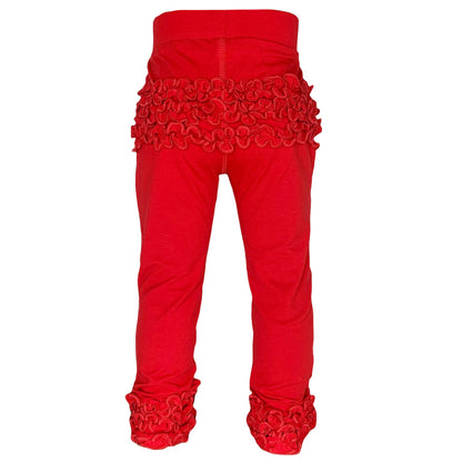 AnnLoren Girls Red Ruffled Butt Leggings Kids Clothing