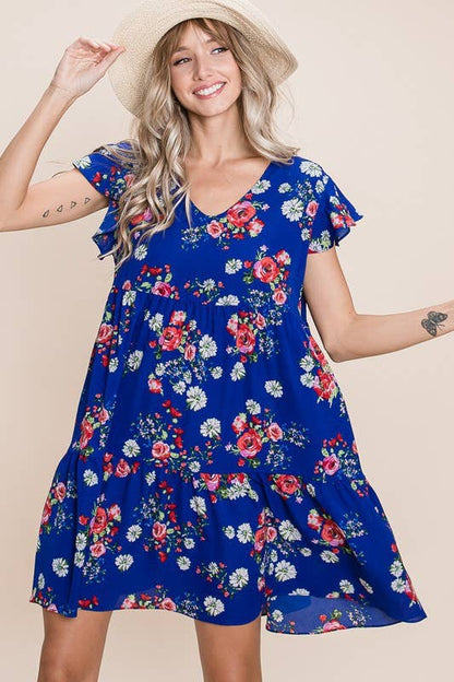Floral Swing Bubble Chiffon Dress