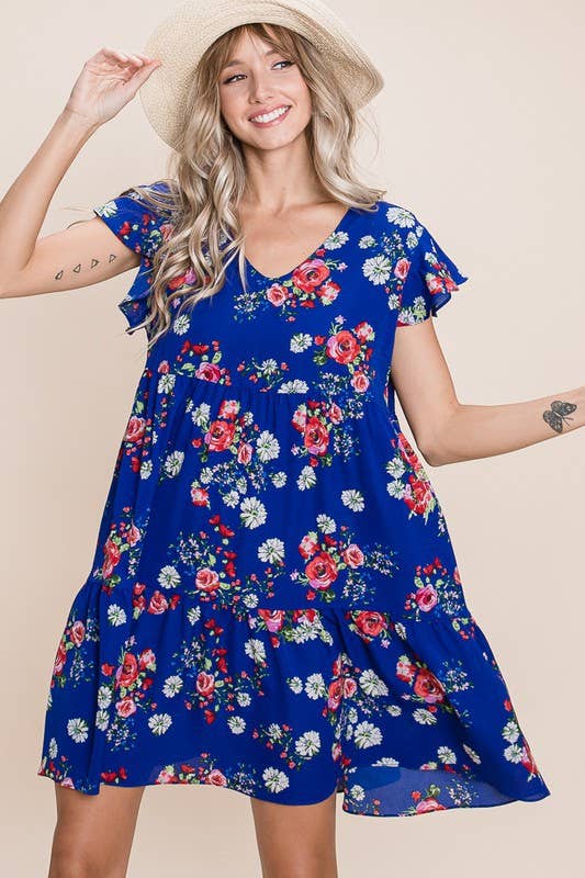 Floral Swing Bubble Chiffon Dress