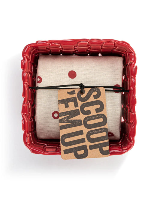 Red Ceramic Berry Dish & Towel