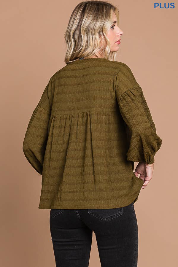 Plus Size DRAW STRING PEASANT BLOUSE