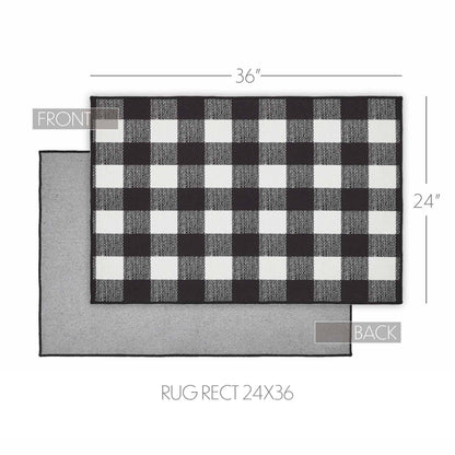 Annie Buffalo Check Black Polyester Rug Rect 24x36