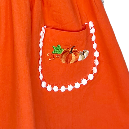 Girls Orange Fall Dress Thanksgiving Pumpkin & Striped Shirt