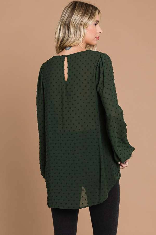 CREW NECK HIGH & LOW HEM LSLV TOP