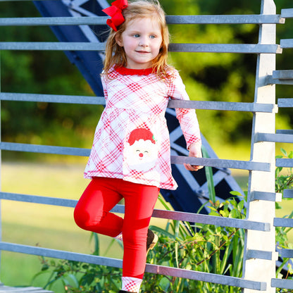AnnLoren Red Plaid Santa Holiday Girls Christmas Outfit