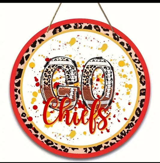 Go Chiefs Wood Sign