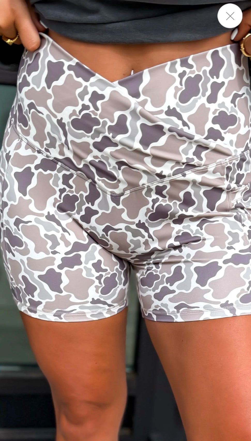Duck Camo Biker crossover waist shorts