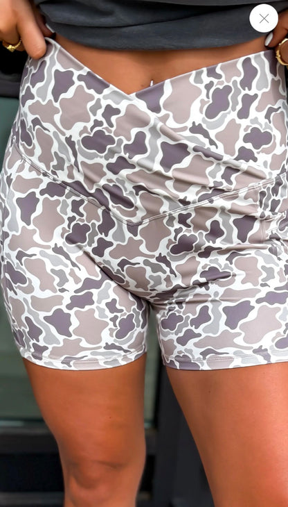 Duck Camo Biker crossover waist shorts