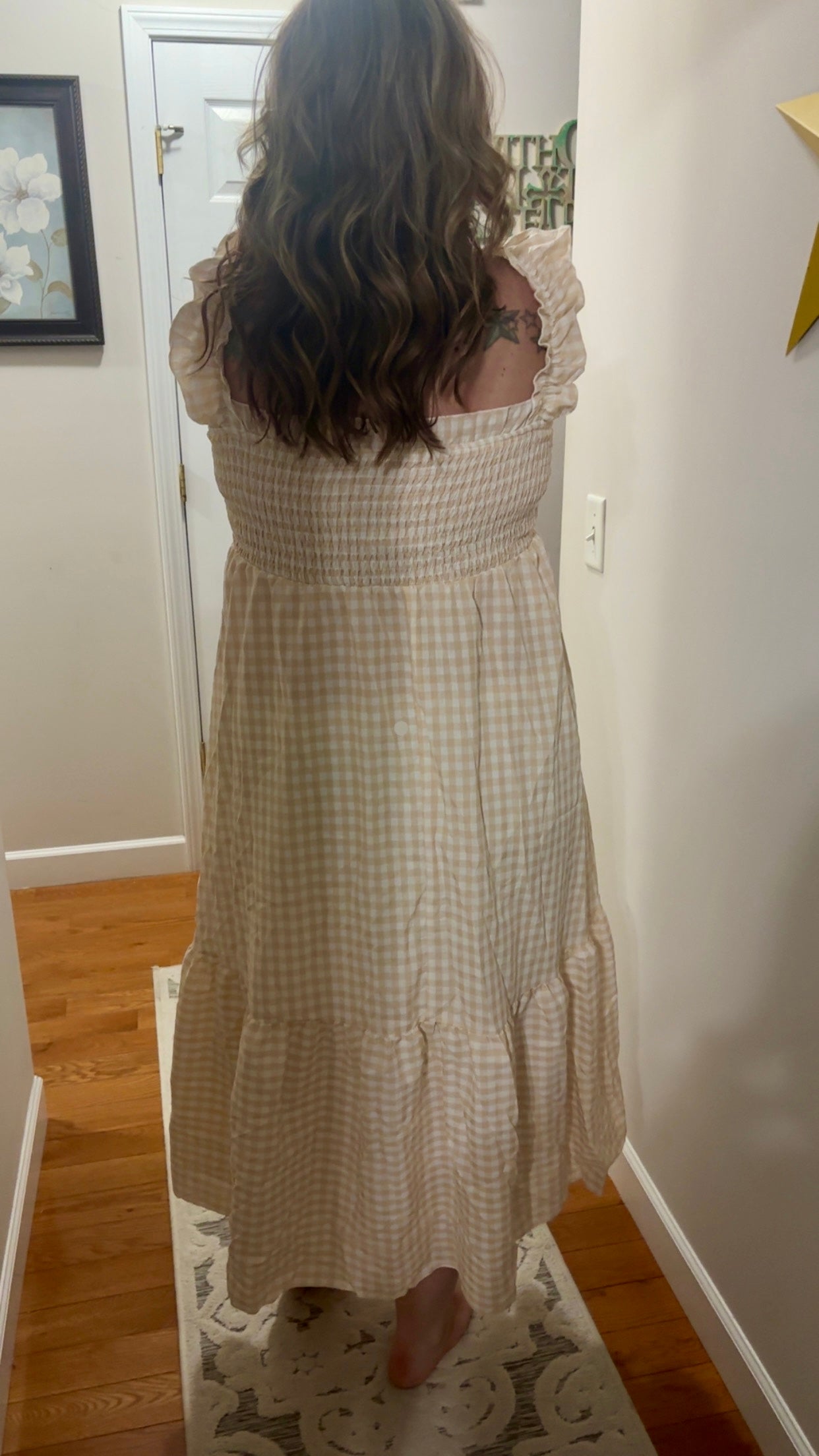 Checkered Print Smock Dress