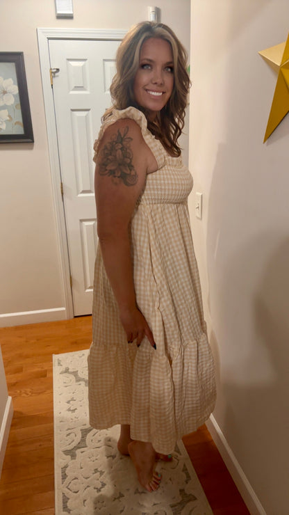 Checkered Print Smock Dress