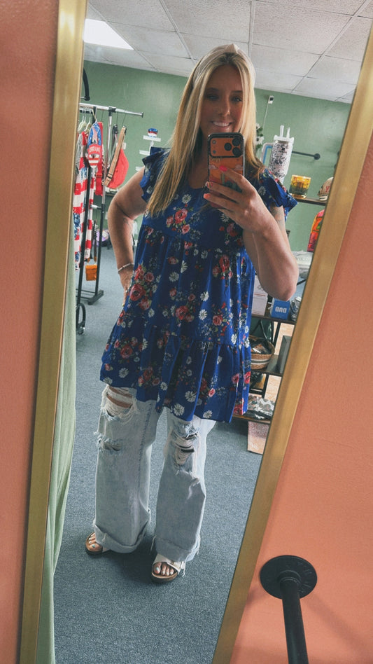 Floral Swing Bubble Chiffon Dress