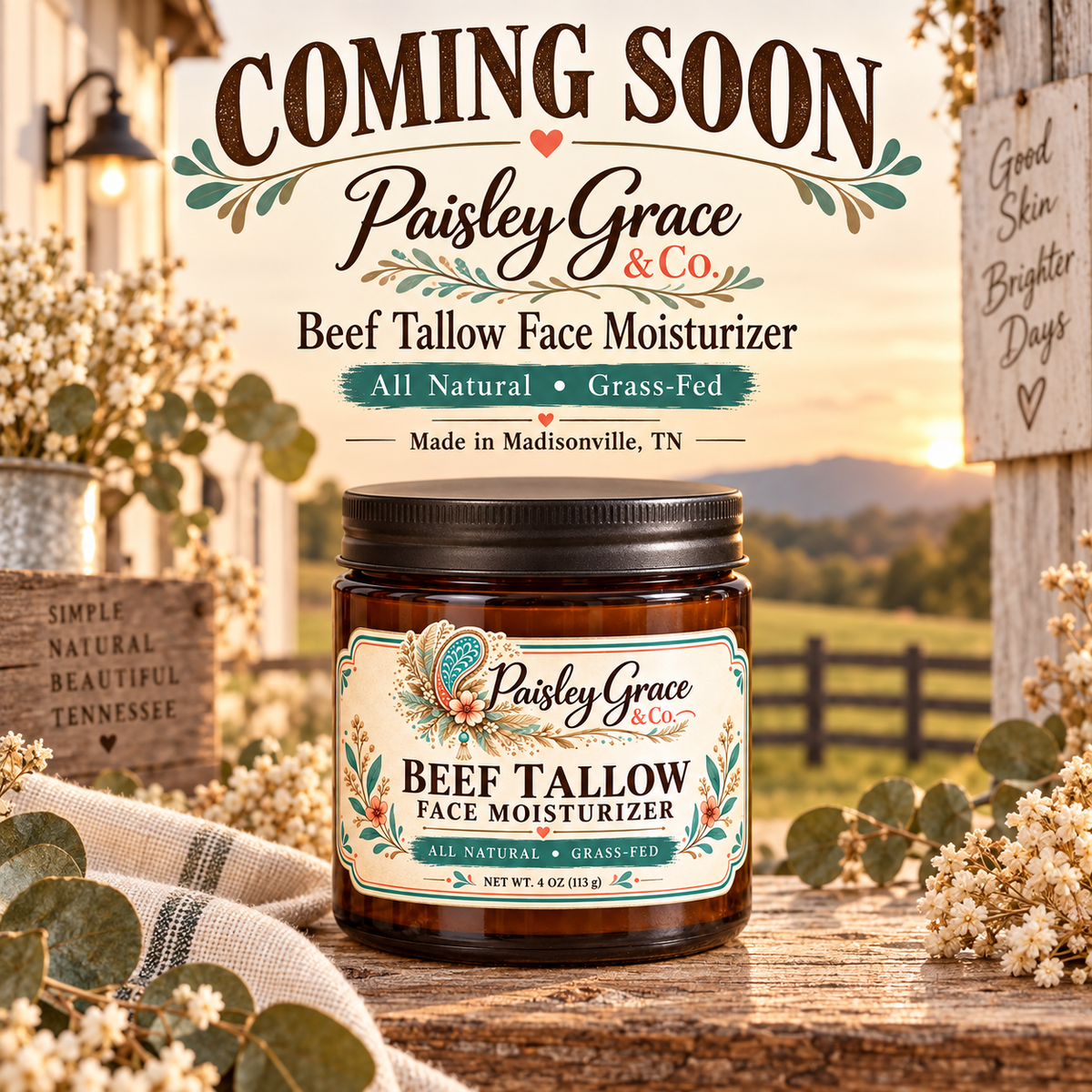 Paisley Grace & Co. 100% Grass Fed Beef Tallow