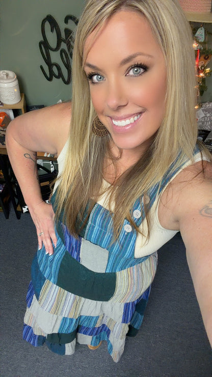 Hippie Boho Print Patchwork Overall Dress