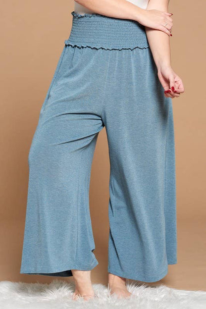 Plus Size Solid Wide-Leg French Terry Pants