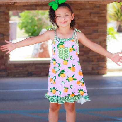 AnnLoren Girls Pink Peach Spaghetti Strap Summer Dress