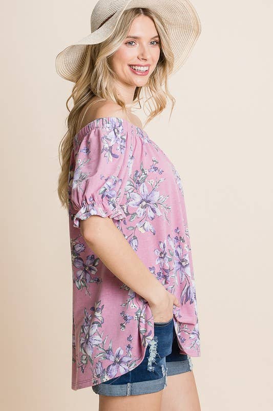 Plus Size Floral Off Shoulder Top