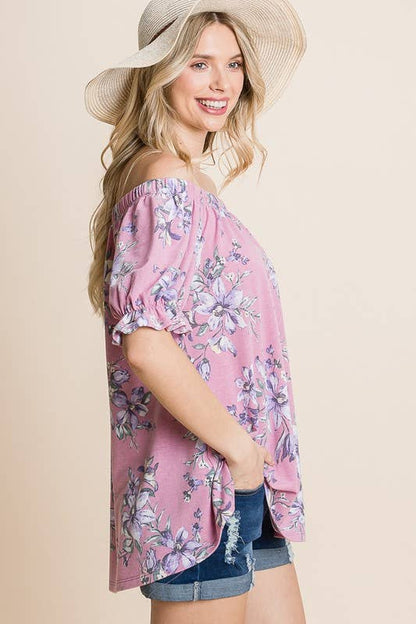 Plus Size Floral Off Shoulder Top