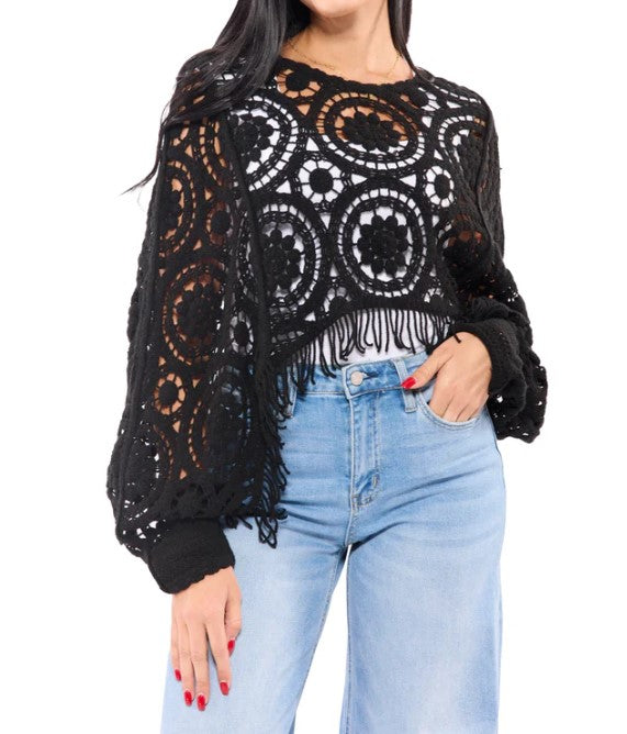 Chrissy Crochet Long Sleeve top
