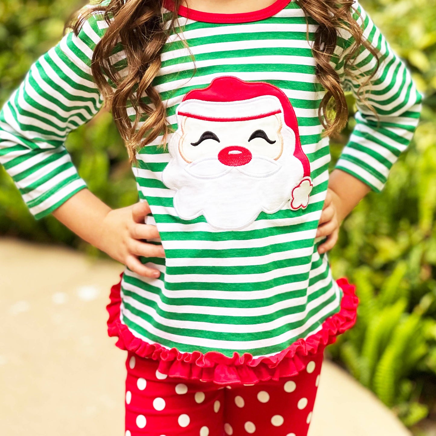 Girls Christmas Santa Tunic & Red Pants Holiday clothing set