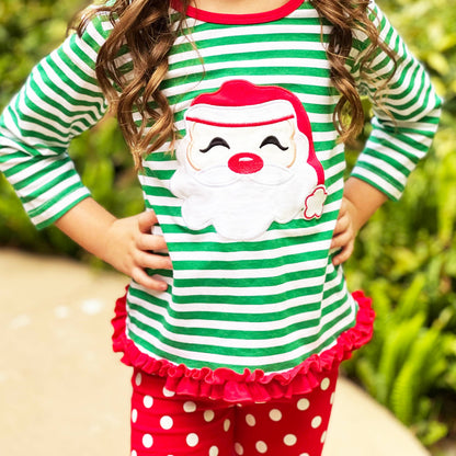 Girls Christmas Santa Tunic & Red Pants Holiday clothing set
