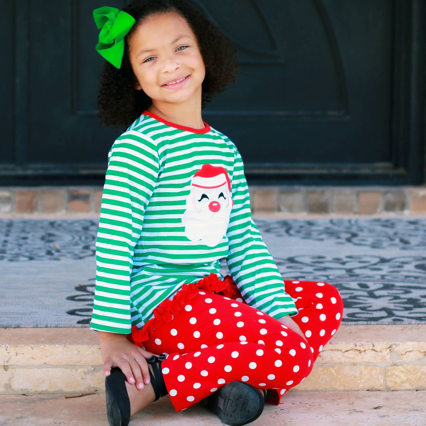 Girls Christmas Santa Tunic & Red Pants Holiday clothing set