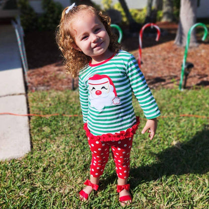 Girls Christmas Santa Tunic & Red Pants Holiday clothing set
