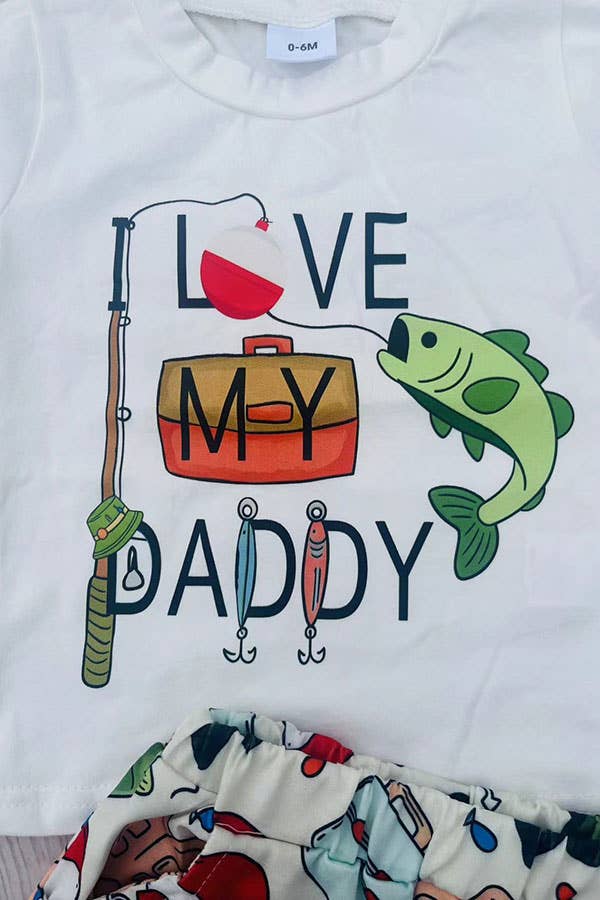 Chic fishing white top & shorts boy's boutique set