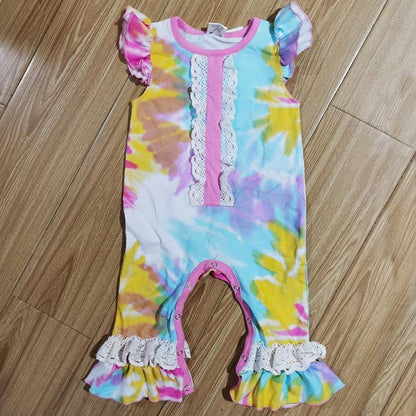 Pastel Tie Dye Baby Girls Spring Romper