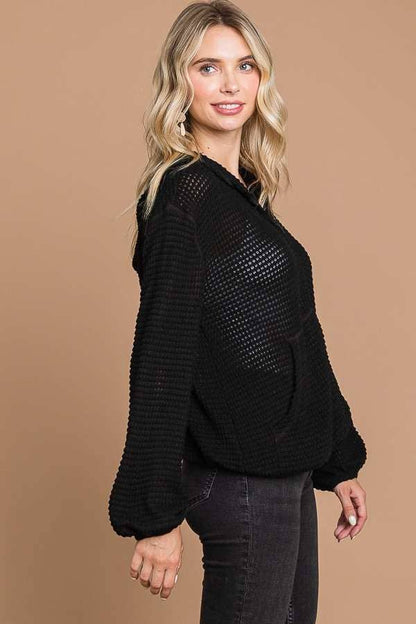 ZIP-UP HOODIE LSLV REVERSE STITCH TOP